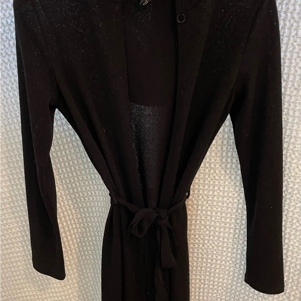 Black duster Forever 21 hooded belted duster layering jacket